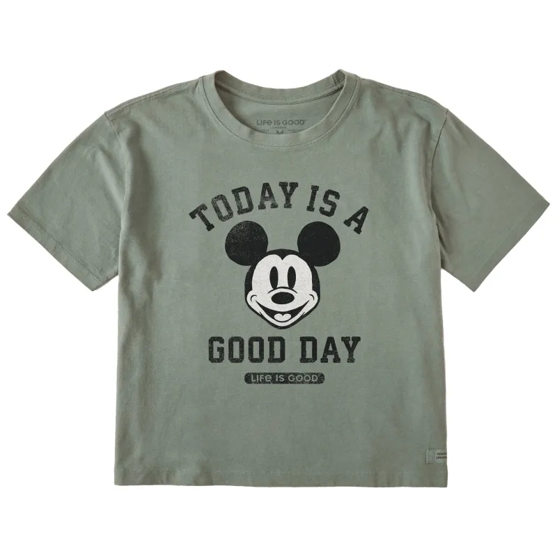Women's Steamboat Willie Good Day Short Sleeve Crusher Boxy Tee sold by Life is Good
