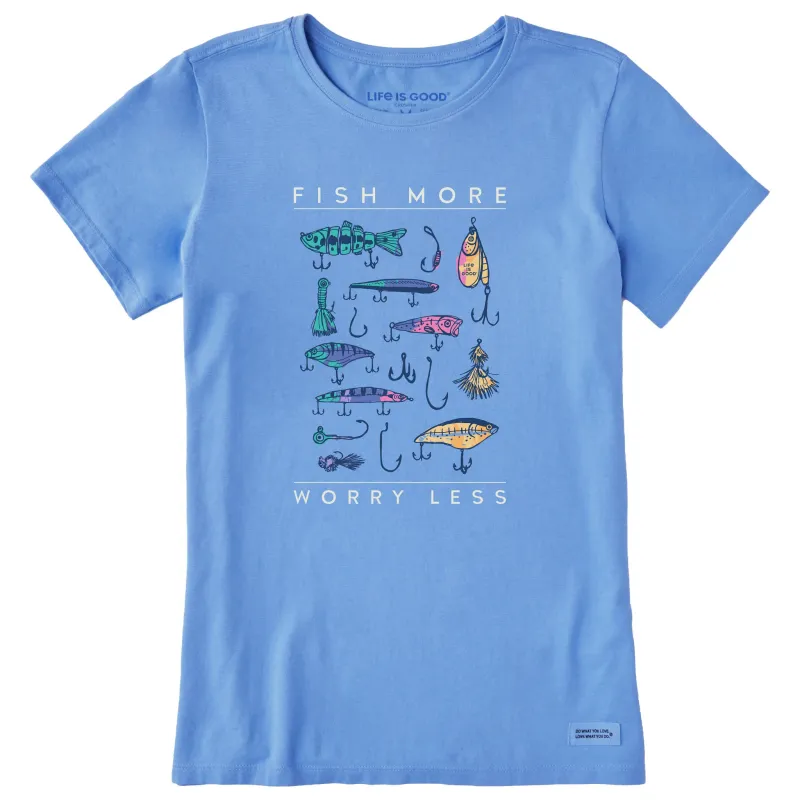 Women's Tie Dye Fish More Worry Less Short Sleeve Tee sold by Life is Good