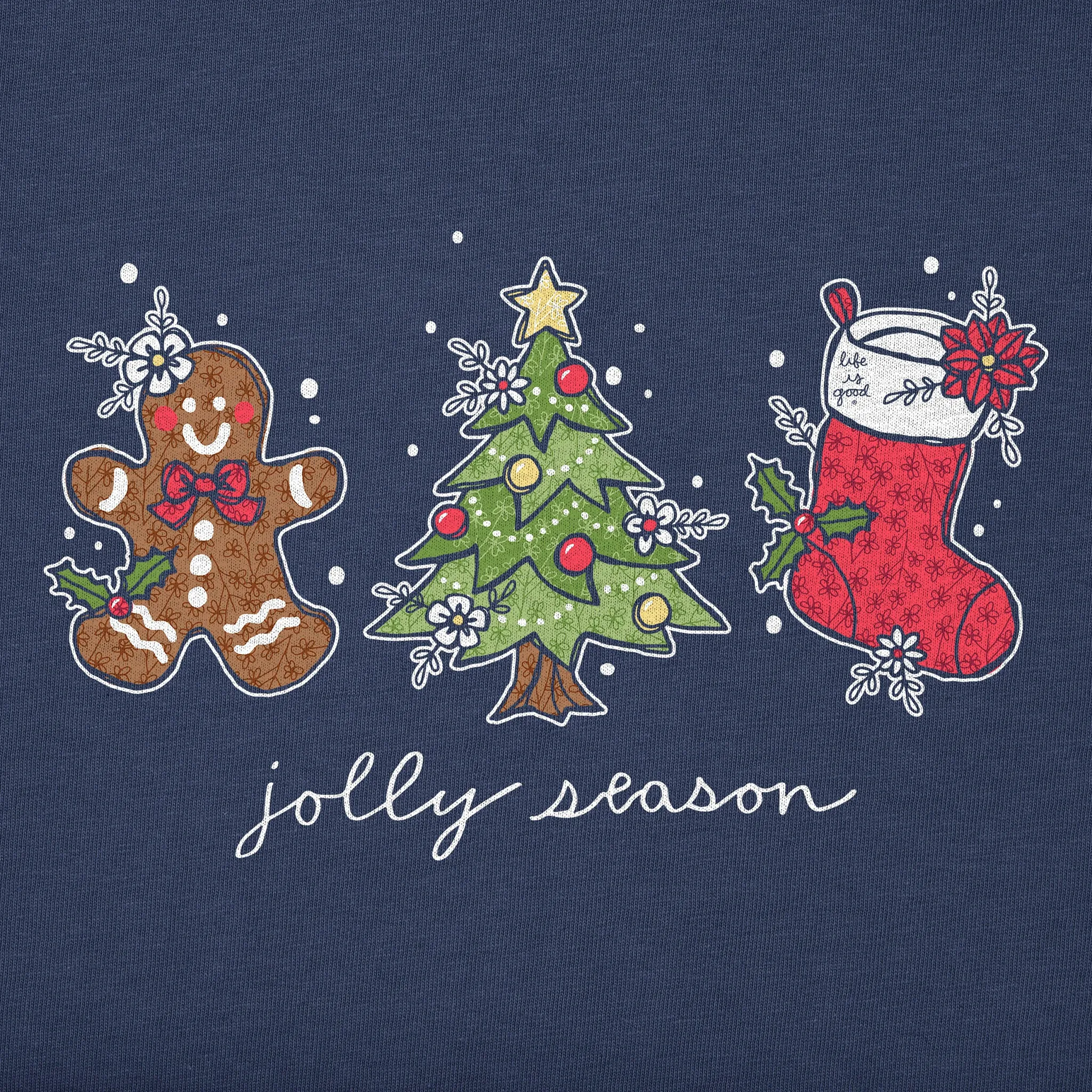 Women's Jolly Season Xmas Long Sleeve Crusher Vee sold by Life is Good product image thumbnail 2