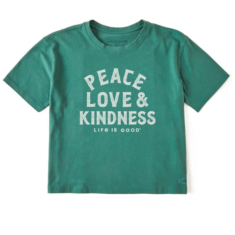 Women's Peace Love & Kindness Short Sleeve Crusher Boxy Tee sold by Life is Good