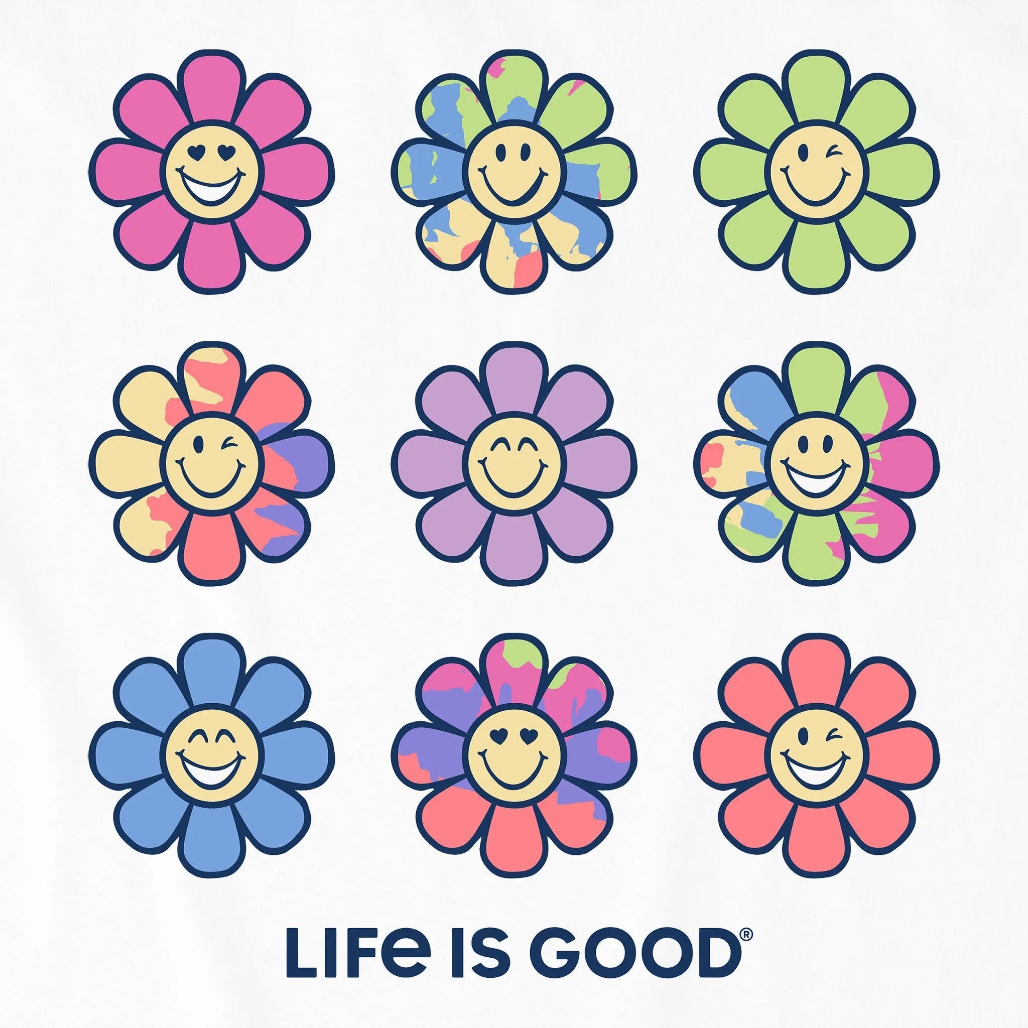Women's Tie Dye Smile Daisies Short Sleeve Tee sold by Life is Good product image thumbnail 4