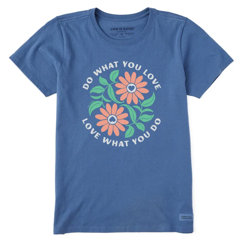 Women's Do What You Love Yin Yang Flowers Short Sleeve Crusher Tee sold by Life is Good