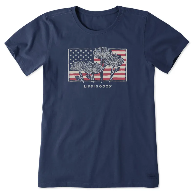 Women's Flower Flag Short Sleeve Tee sold by Life is Good