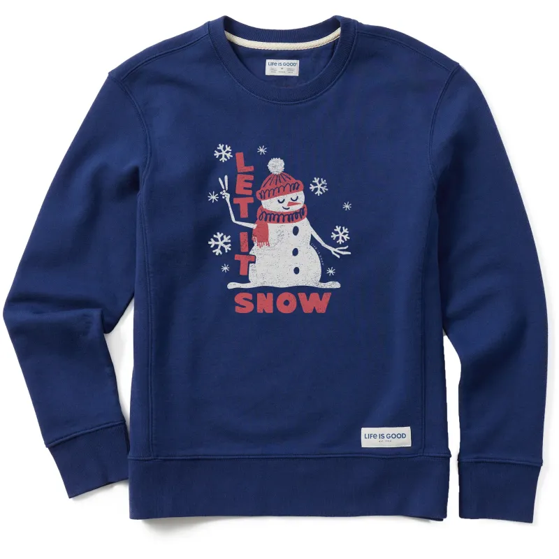 Women's Let it Snow Snowman Simply True Crew sold by Life is Good