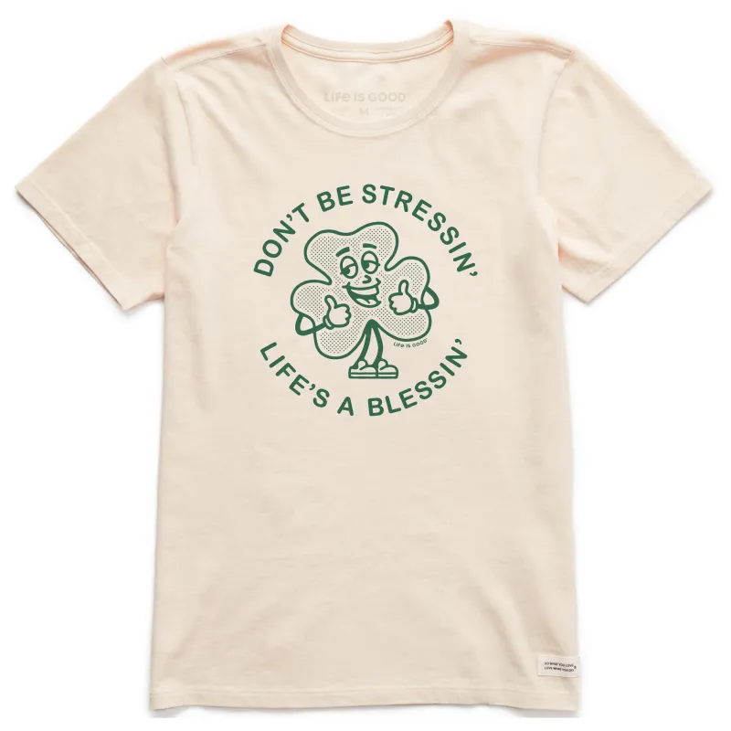 Women's Life's a Blessing Clover Short Sleeve Crusher Tee sold by Life is Good