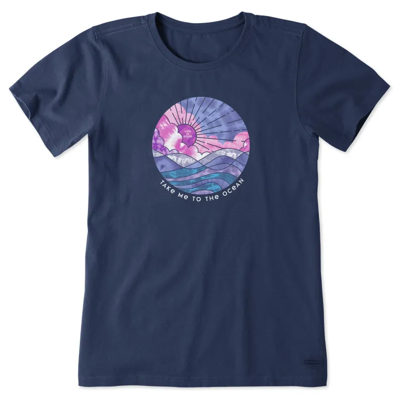 Women's Tie Dye Take Me to the Ocean Short Sleeve Tee sold by Life is Good