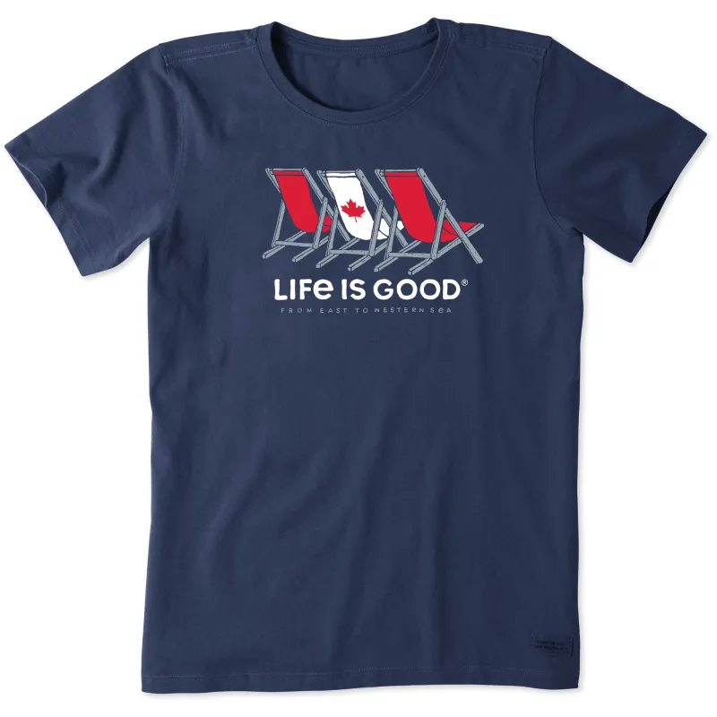 Women's Three Canadian Beach Chairs Short Sleeve Tee sold by Life is Good