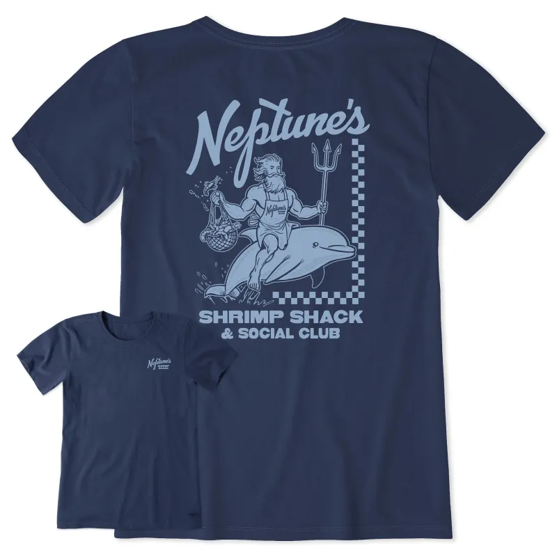 Women's Neptune's Shrimp Shack Short Sleeve Crusher Tee sold by Life is Good