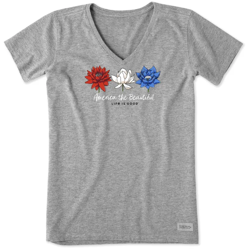 Women's America the Beautiful Lotus Short Sleeve Vee made by Life is Good
