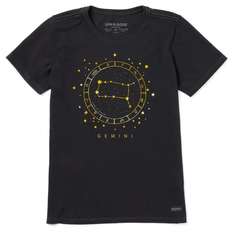 Women's Zodiac Constellation Gemini Short Sleeve Crusher Tee sold by Life is Good