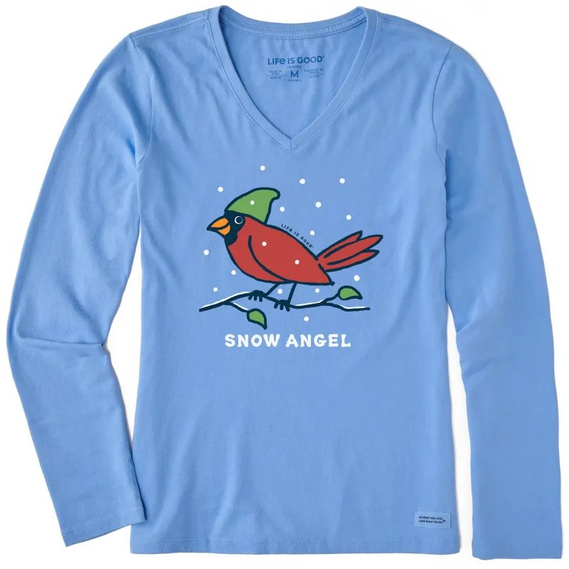 Women's Cardinal Snow Angel Long Sleeve Crusher Vee sold by Life is Good