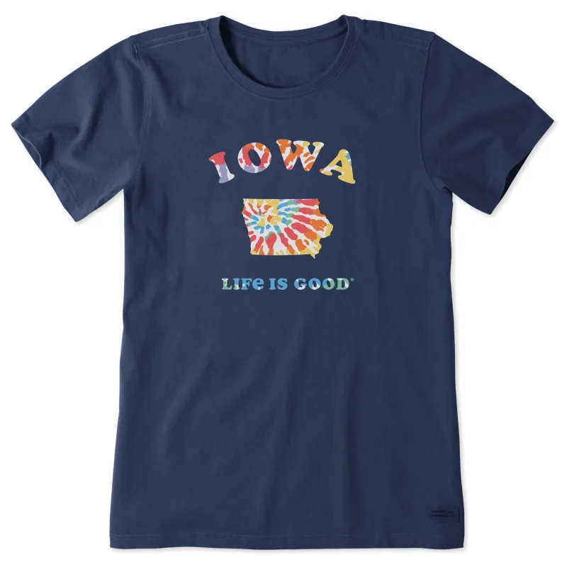 Women's Tie Dye Iowa Short Sleeve Crusher Tee sold by Life is Good