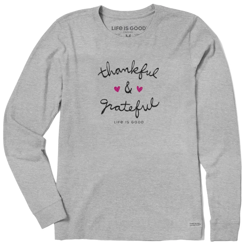 Women's Thankful and Grateful Long Sleeve Crusher Tee made by Life is Good