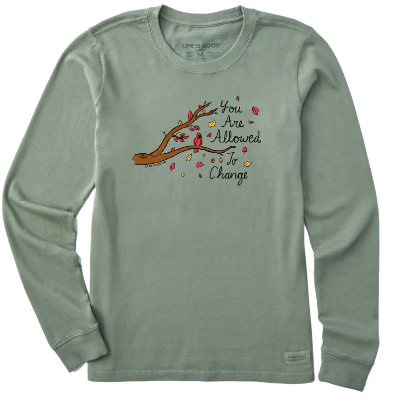 Women's You Are Allowed to Change Cardinal Long Sleeve Crusher Tee made by Life is Good