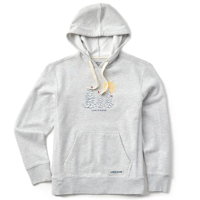 Women's Snowy Pines with Cardinals Simply True Fleece Hoodie sold by Life is Good
