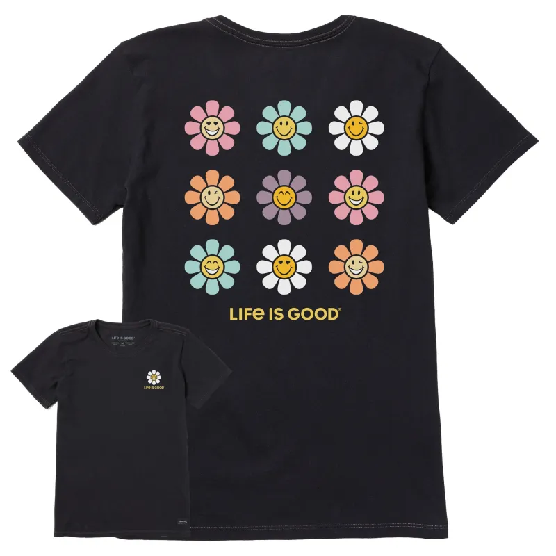 Women's Groovy Smile Daisies Short Sleeve Crusher Tee sold by Life is Good