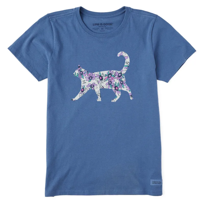 Women's Flower Cat Short Sleeve Crusher Tee sold by Life is Good