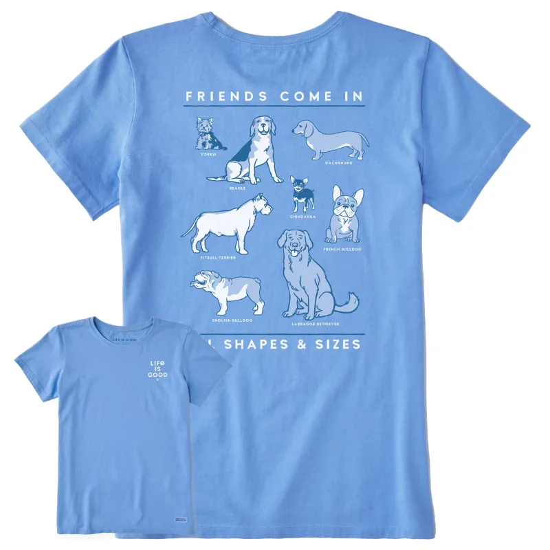 Women's Dog Friends Shapes & Sizes Short Sleeve Tee sold by Life is Good