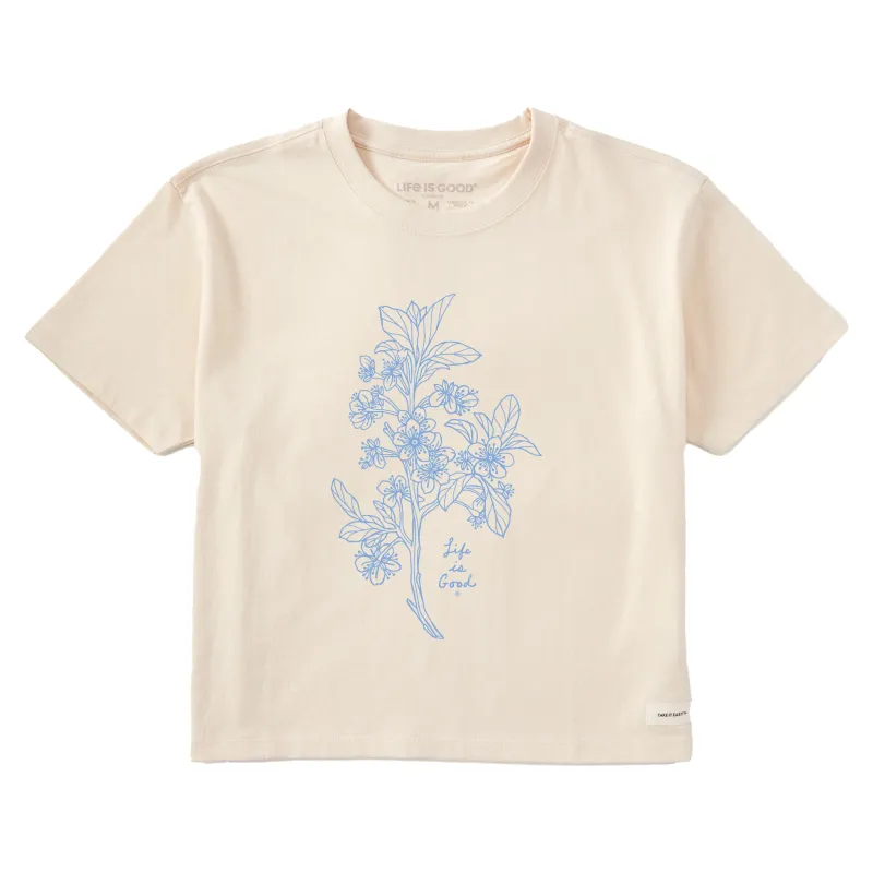 Women's Antique Plum Blossom Short Sleeve Crusher Boxy Tee made by Life is Good