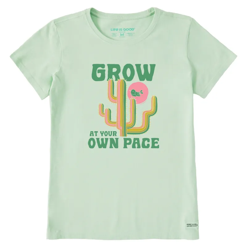 Women's Grow at Your Own Pace Cactus Short Sleeve Crusher Tee sold by Life is Good
