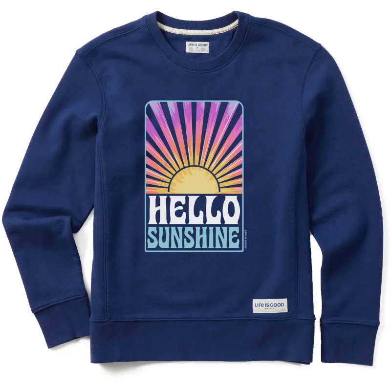 Women's Tie Dye Hello Sunshine Retro Simply True Fleece Crew sold by Life is Good