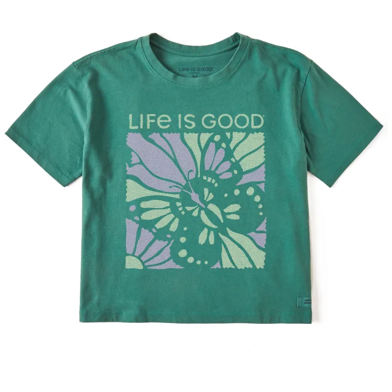 Women's Life is Good Butterfly Short Sleeve Crusher Boxy Tee sold by Life is Good