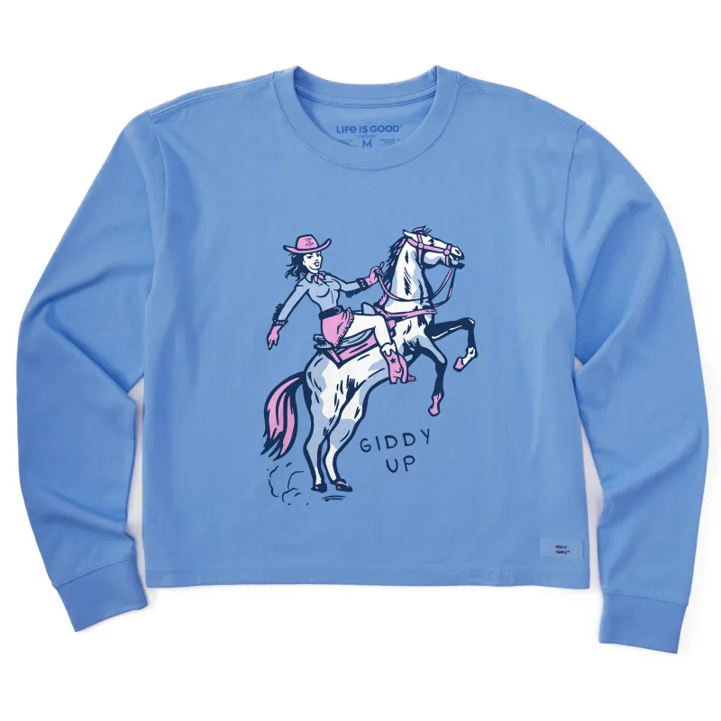 Women's Giddy Up Long Sleeve Crusher Boxy Tee sold by Life is Good