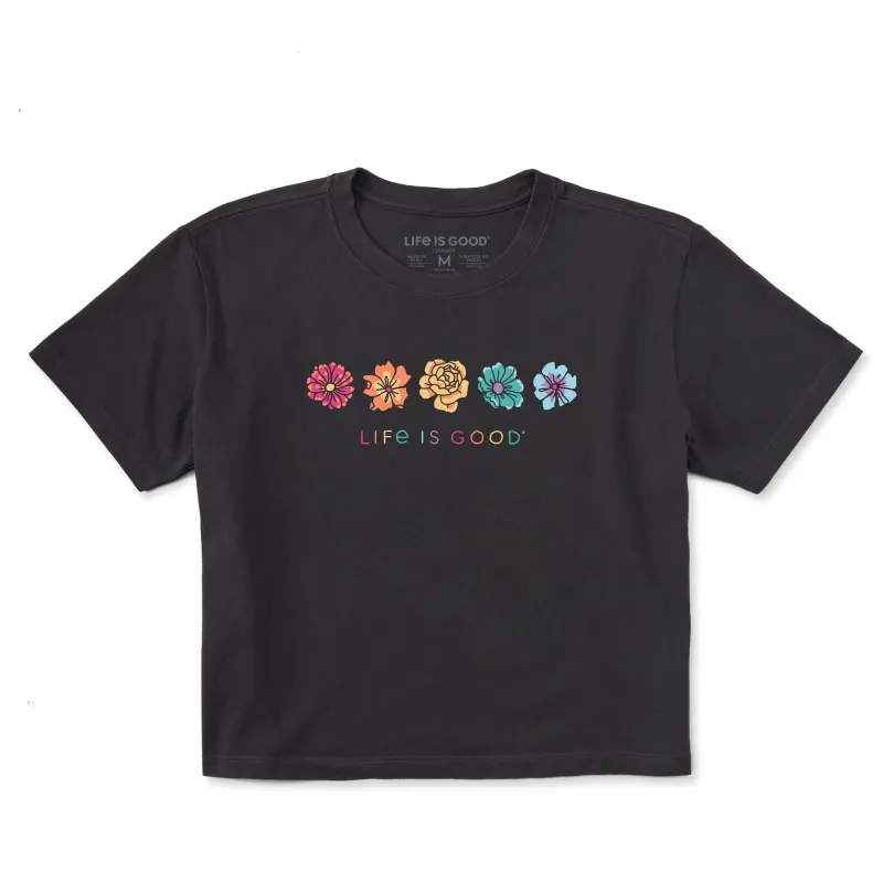 Women's Simple Rainbow Flowers Short Sleeve Crusher Boxy Tee sold by Life is Good