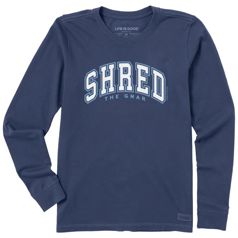 Women's Shred the Gnar Arch Long Sleeve Crusher Tee sold by Life is Good