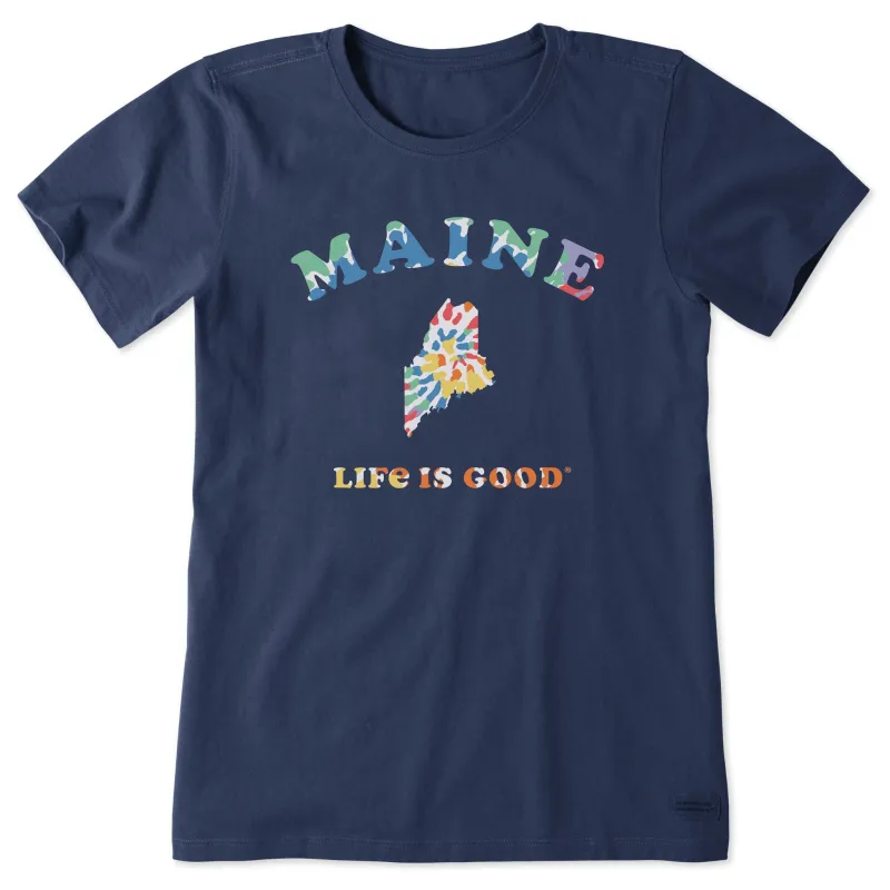 Women's Tie Dye Maine Short Sleeve Crusher Tee made by Life is Good