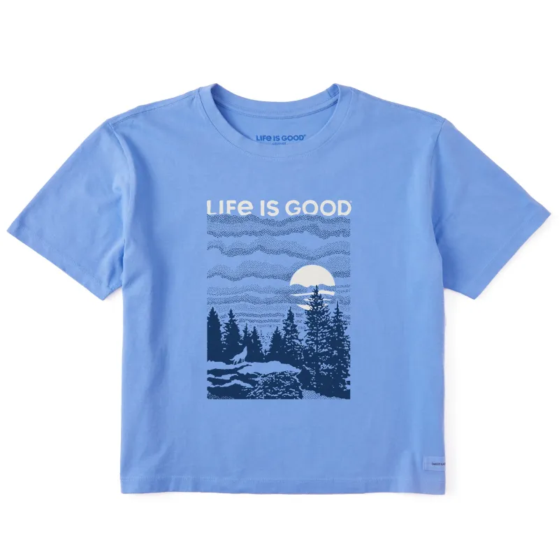 Women's Solace of the Wolf Short Sleeve Crusher Boxy Tee sold by Life is Good