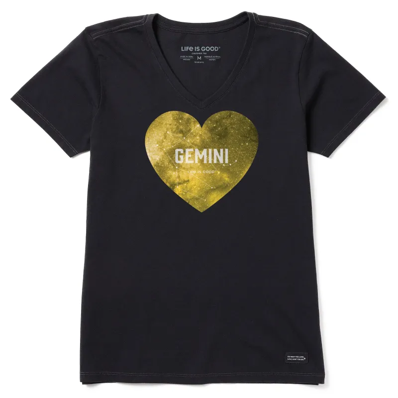 Women's Celestial Gemini Heart Short Sleeve Crusher Vee sold by Life is Good