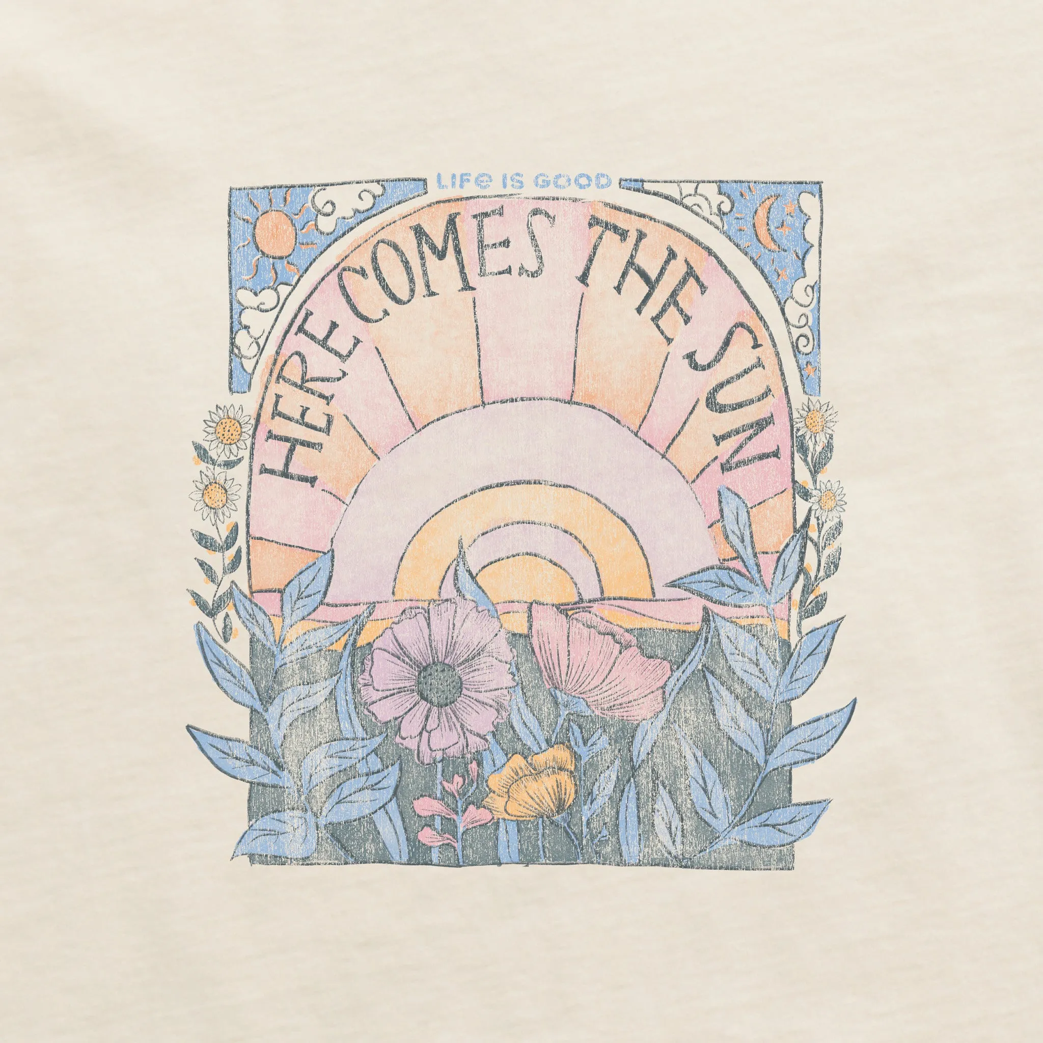 Women's Here Comes The Sun Hippie Short Sleeve Crusher Boxy Tee sold by Life is Good product image thumbnail 2