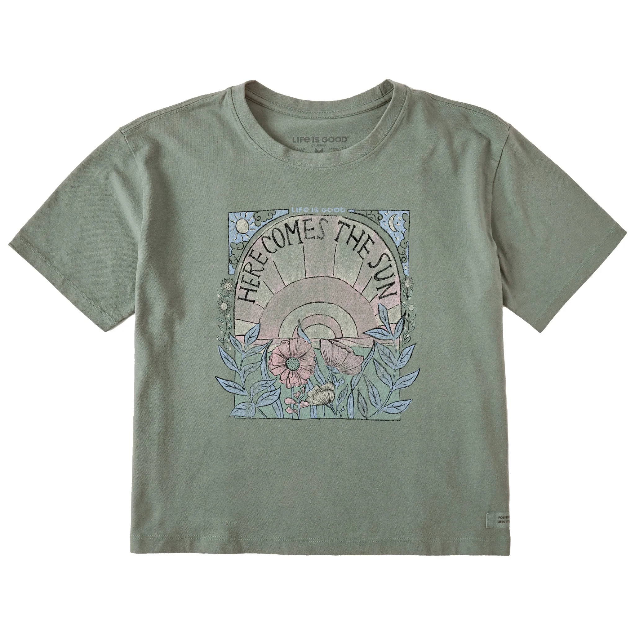 Women's Here Comes The Sun Hippie Short Sleeve Crusher Boxy Tee sold by Life is Good product image thumbnail 5