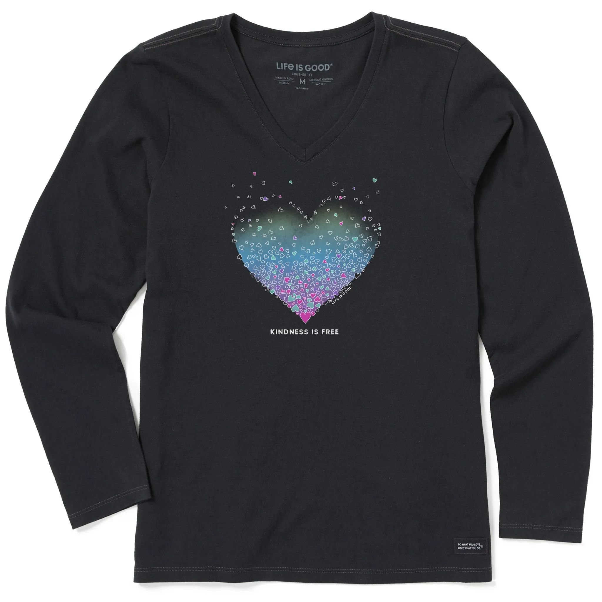 Women's Kindness is Free Evaporating Heart Long Sleeve Crusher Vee sold by Life is Good product image thumbnail 3