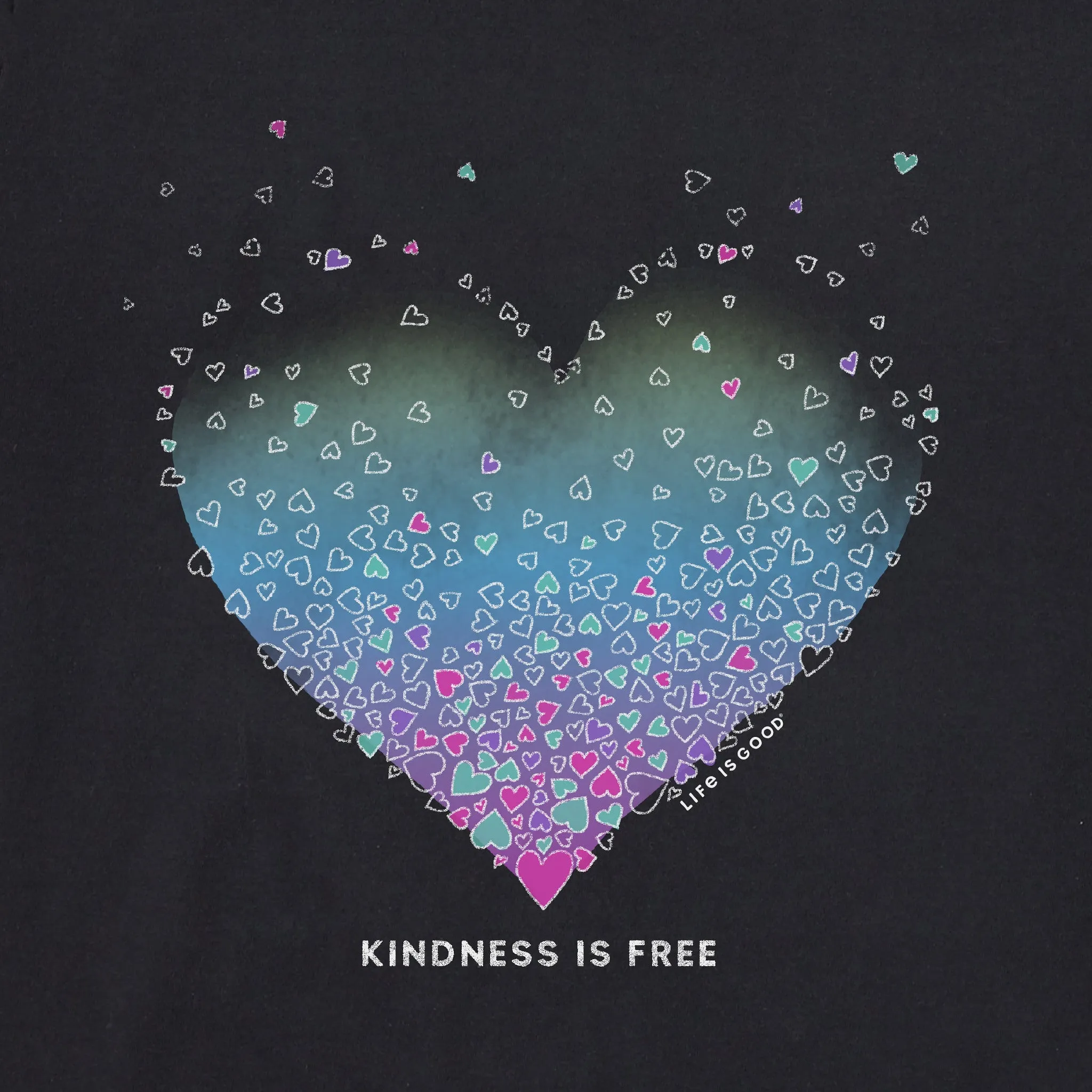 Women's Kindness is Free Evaporating Heart Long Sleeve Crusher Vee sold by Life is Good product image thumbnail 4