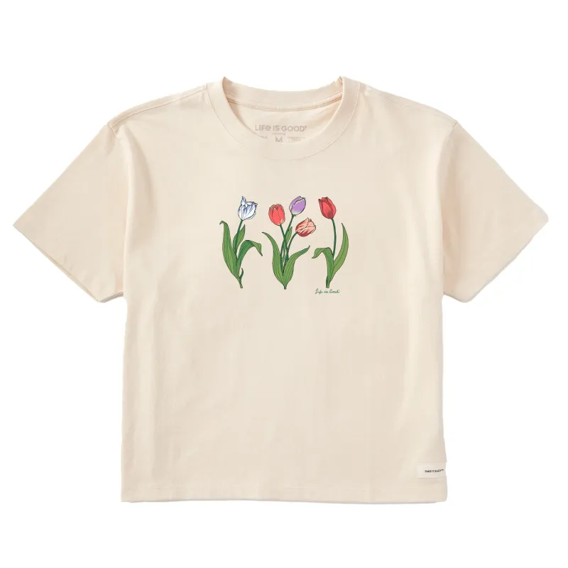 Women's 3 Genuine Tulips Short Sleeve Crusher Boxy Tee sold by Life is Good