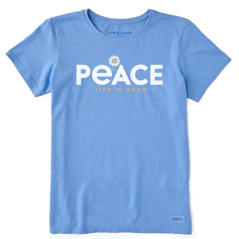 Women's Peace Daisies Short Sleeve Crusher Tee sold by Life is Good