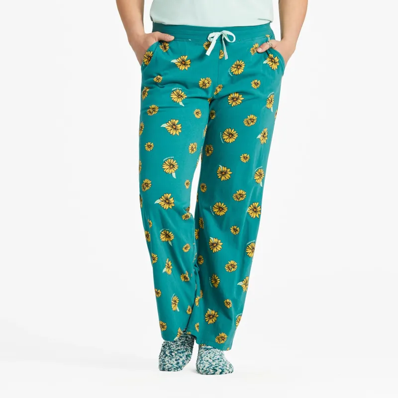 Women's Tossed Sunflower Pattern Snuggle Up Sleep Pant sold by Life is Good
