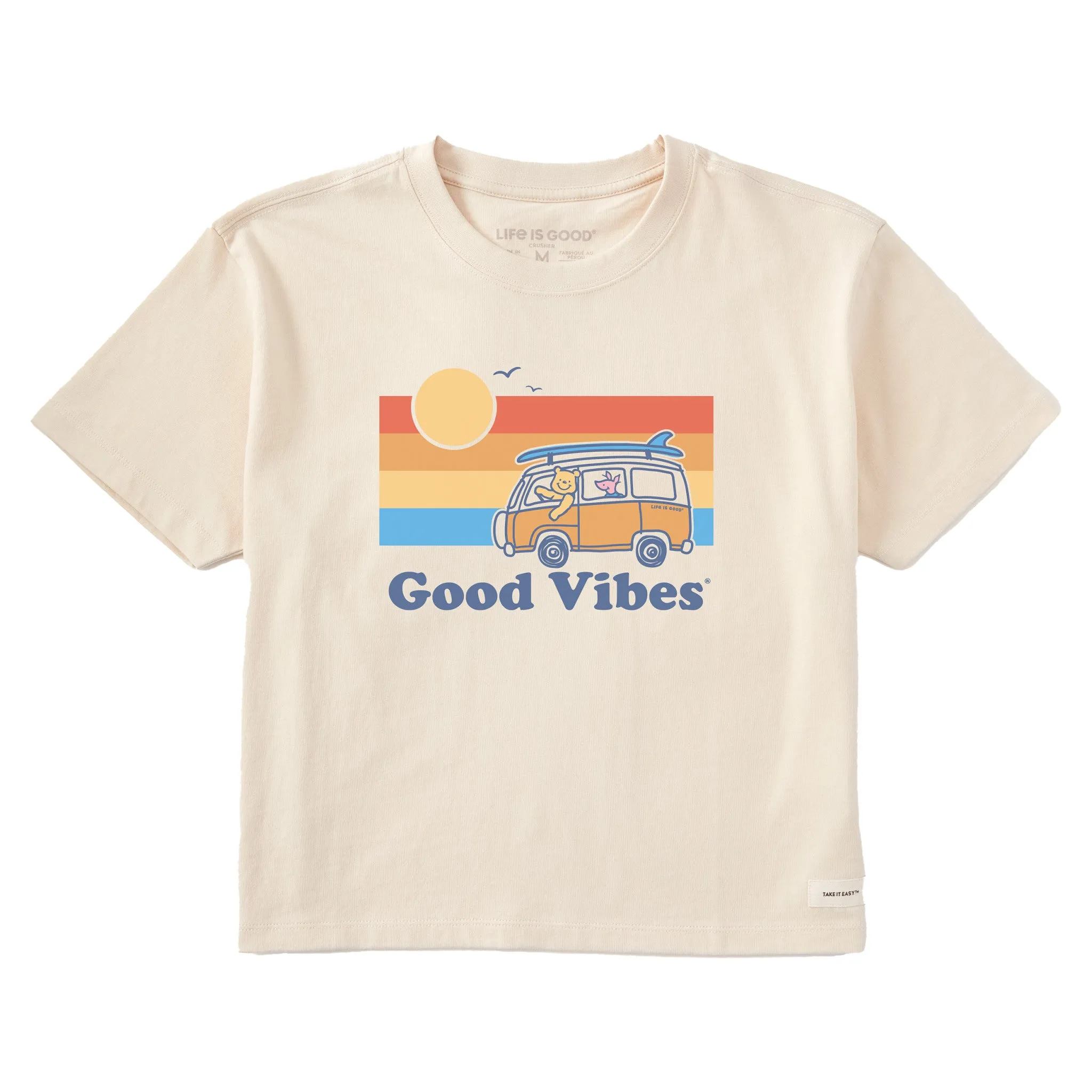 Women's Good Vibes Winnie & P Van Short Sleeve Crusher Boxy Tee sold by Life is Good