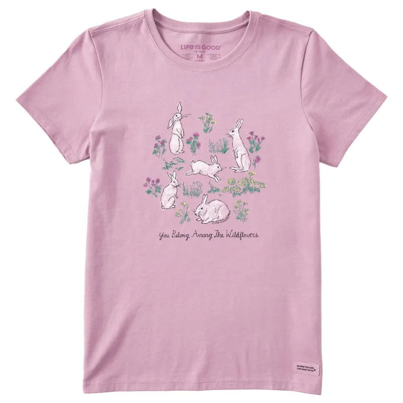 Women's Wildflower Bunnies Short Sleeve Crusher Tee sold by Life is Good