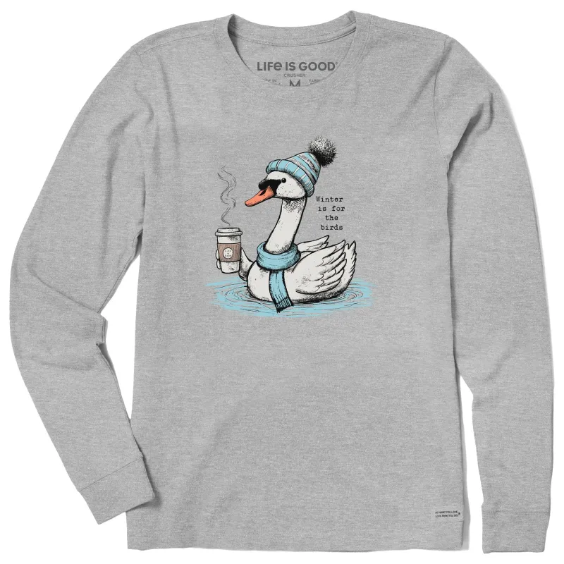 Women's Winter is for the Birds Swan Long Sleeve Crusher Tee sold by Life is Good