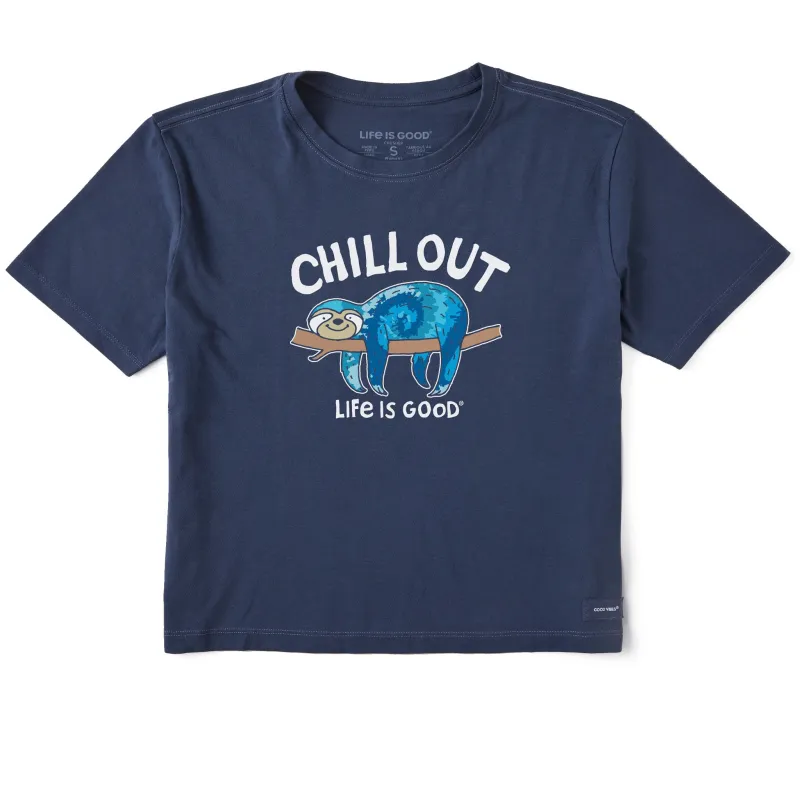 Women's Tie Dye Chill Out Sloth Short Sleeve Crusher Boxy Tee sold by Life is Good