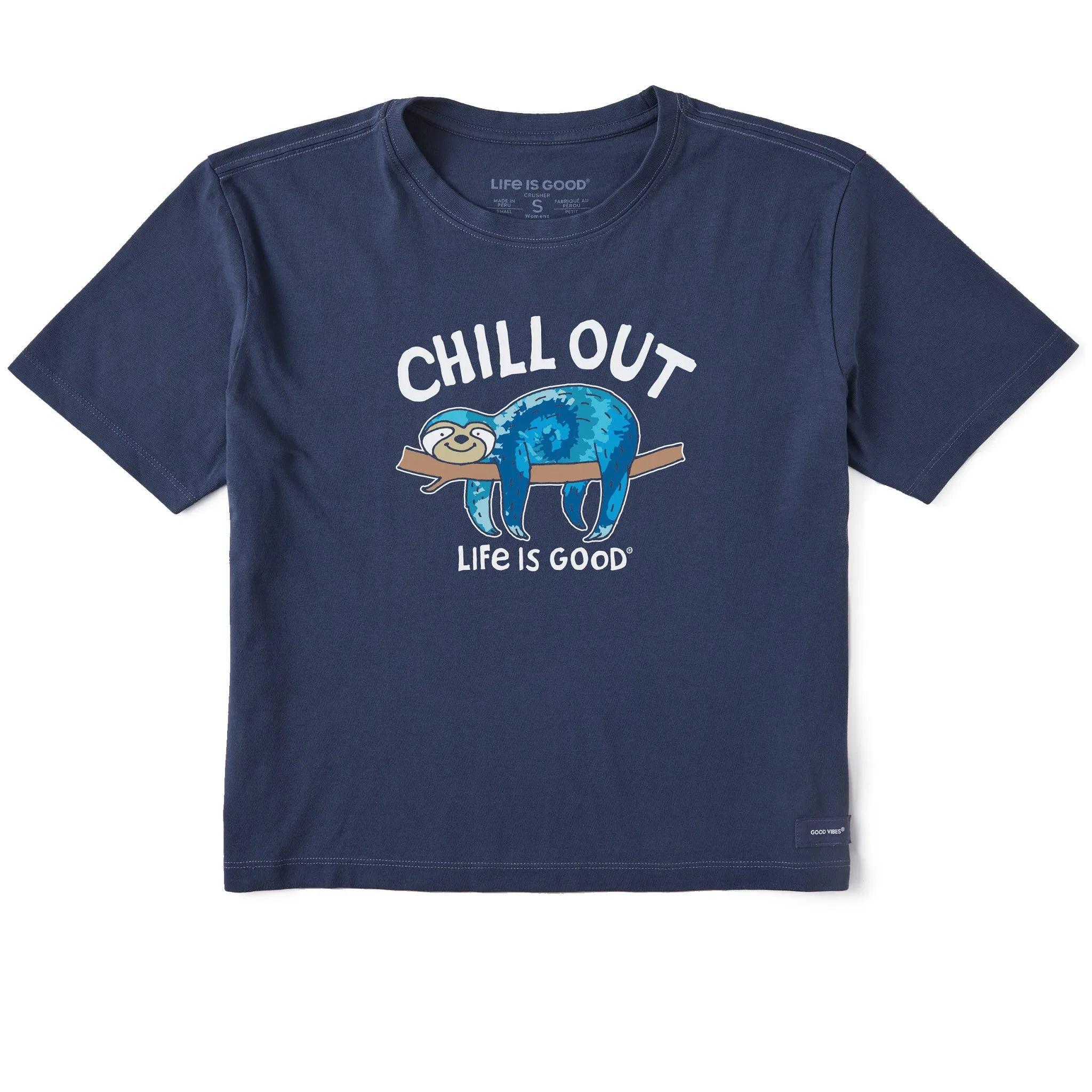 Women's Tie Dye Chill Out Sloth Short Sleeve Crusher Boxy Tee sold by Life is Good product image thumbnail 3