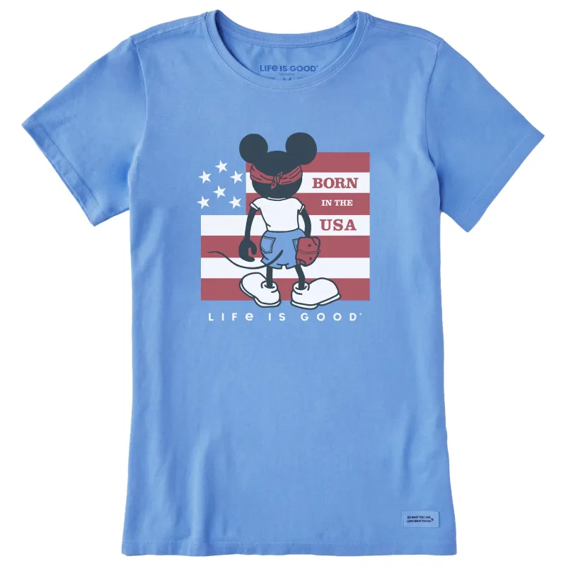 Women's Steamboat Willie Born in the USA Short Sleeve Tee sold by Life is Good