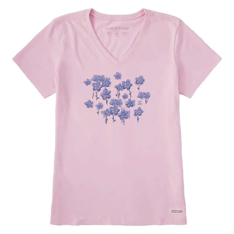 Women's Forget Me Nots Short Sleeve Crusher Vee sold by Life is Good