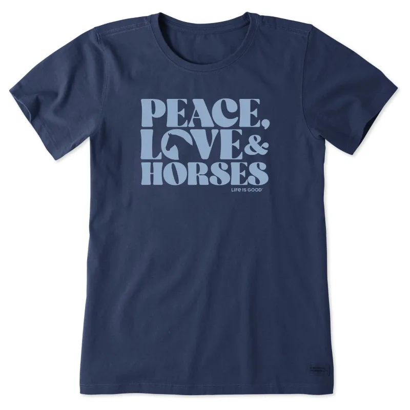 Women's Peace Love & Horses Short Sleeve Tee sold by Life is Good