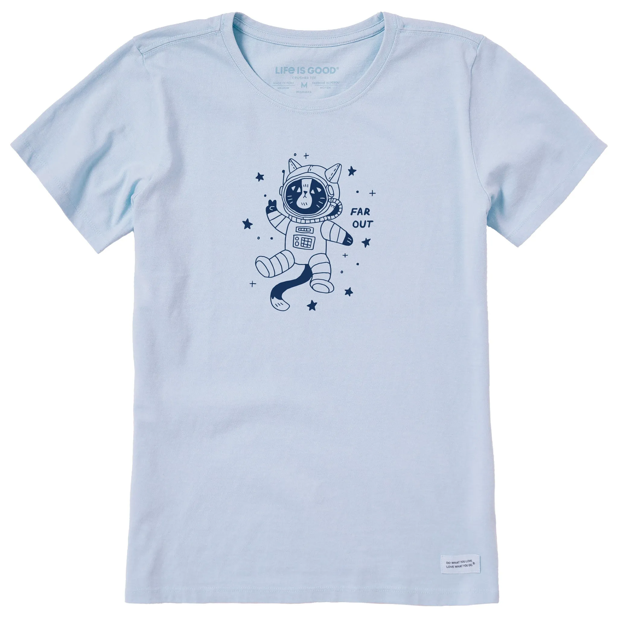 Women's Far Out Catsronaut Short Sleeve Crusher Tee sold by Life is Good