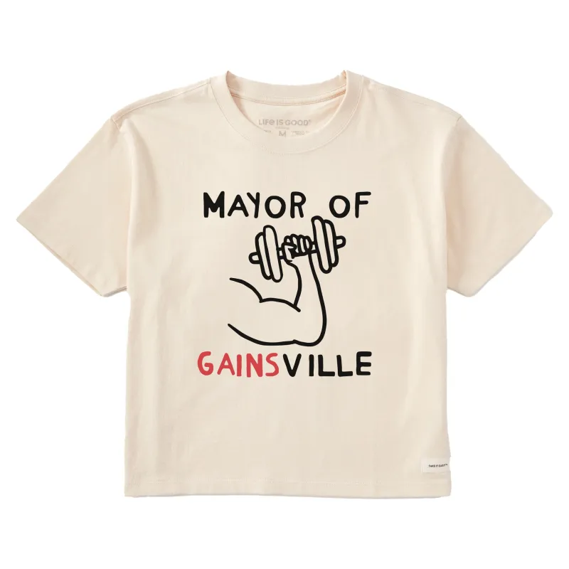 Women's Mayor of Gainsville Short Sleeve Crusher Boxy Tee sold by Life is Good