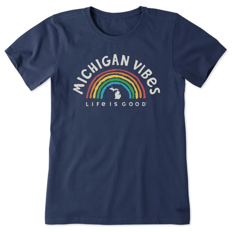 Women's Michigan Rainbow Vibes Short Sleeve Crusher Tee sold by Life is Good